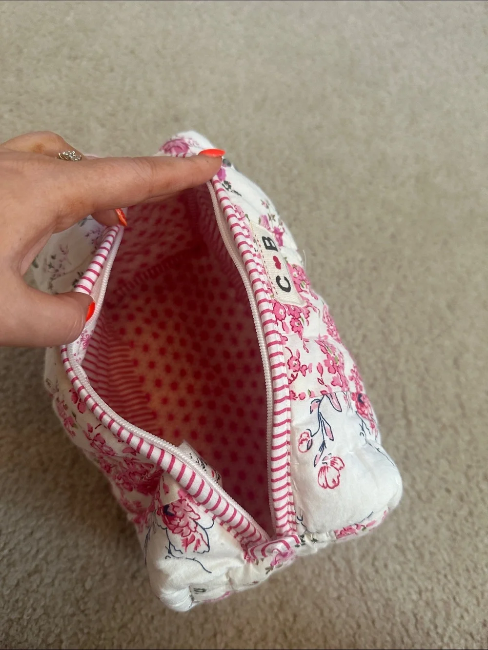 C·B Positano Pink Floral Quilted Travel Cosmetic Bag